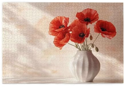 Puzzle 1500 Teile, Puzzle Erwachsene, Holzpuzzle Rot Impossible Jigsaw, Clevere Rätsel, HD Farbe Jigsaw mit Geschenkbox Verpackung for Aesthetic Room Decor, Geschenke für Frauen Strauß 87x57cm p-1322