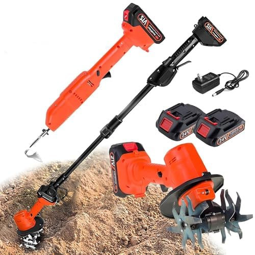 Mini zappa elettrica, coltivatore senza fili con asta telescopica, micro fresa manuale per erba, grano, albero del tè, preparazione del terreno, diserbo