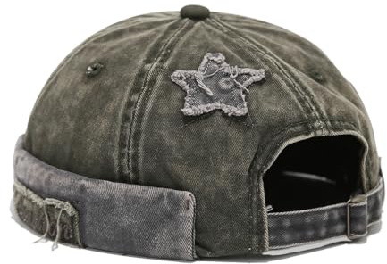Docker Cap Herren Vintage Seemannsmütze Skullcap Rollmütze Verstellbar