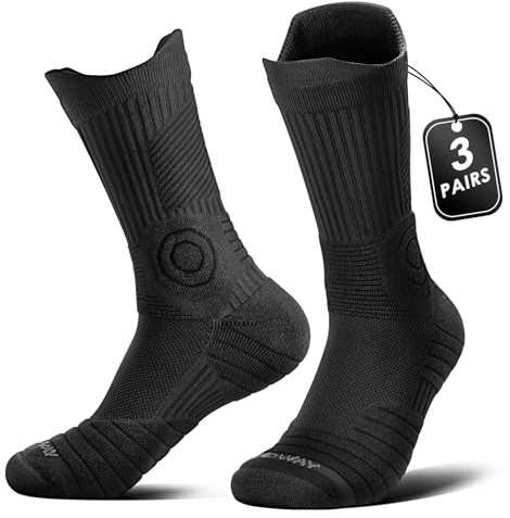 Findway 3 Paar Kompressions Laufsocken Herren Damen Moisture Wicking Anti-Blasen-socken Sportsocken mit TAB-Design für Basketball Wandern Laufe