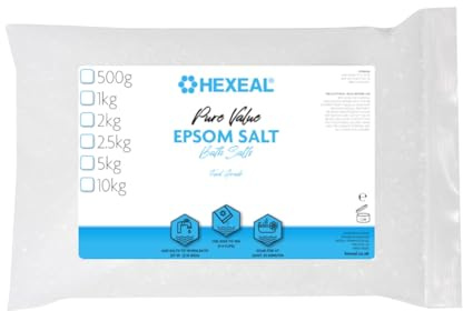 Hexeal Pure Value Epsom Salt 1kg Bag - Food Grade Magnesium Sulphate | Suitable for Bathing, Gardening, Household Uses and More