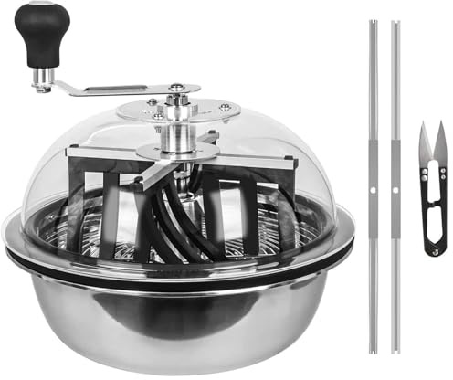 KHZKHC Tagliabordi Manuale, Tagliabordi a Ciotola da 33 Cm, Taglio a Rotazione Manuale, Lame Affilate in Acciaio Inox, Cupola Trasparente, per Boccioli, Fiori, Piante Idroponiche