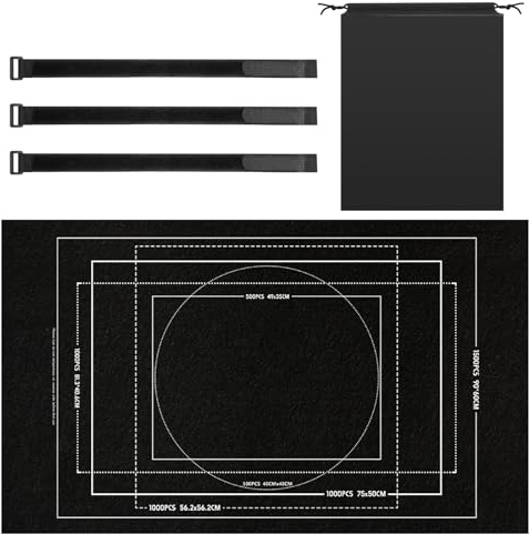 VOSSOT Puzzlematte for Puzzle Bis 1000 1500 Teile, Schwarze Puzzle Matte with Magischen Riemen and Aufbewahrungstasche, Puzzleunterlage for Jigsaw Mat Praktisches Zubehör Ideal für Puzzelmatte Teppich