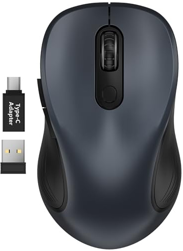 SABLUTE Maus Kabellos, 2,4GHz Funkmaus mit 800/1200/1600 Einstellbare DPI, 6 Leise Tasten, Links und Rechtshänder, Niedriger Stromverbrauch, Lange Standby Zeit, Maus für Laptop/PC/Mac/Linux -Grau M01