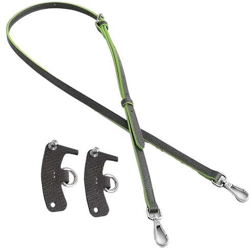 DIPZO Correa Ajustable de Repuesto para Bolso, Botones de Cuero de Vacuno de Primera Capa + Correa de Hombro de Cuero PU, para Bolsos de Mano y Cruzados, 95-116 cm, Verde