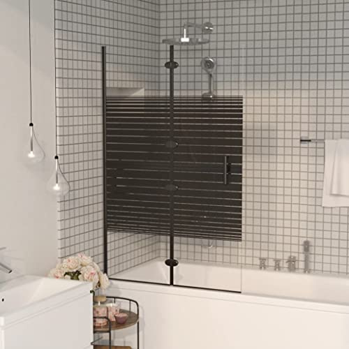 Genérico Mampara de Ducha Plegable ESG Negro 80x140 cm,Bricolaje,Fontanería,Piezas y Herramientas para componentes de fontanería,Artículos de Ducha,Puertas de ducha-150740