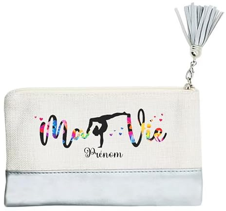 Pochette de Maquillage maniques Taperso Argent avec Motif Gym ma Vie Personnalisable