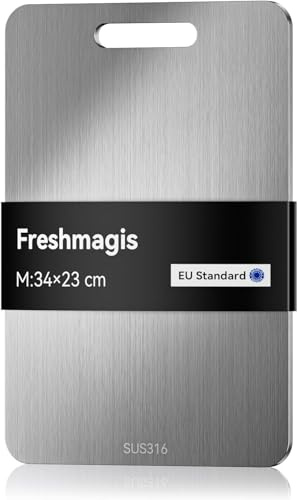 Titanium Chopping Board with Double-Sided Use, Premium Stainless Steel Chopping Board for Kitchen, Easy to Clean, Sturdy and Durable, Antibacterial and Odorless (34 × 23 cm)