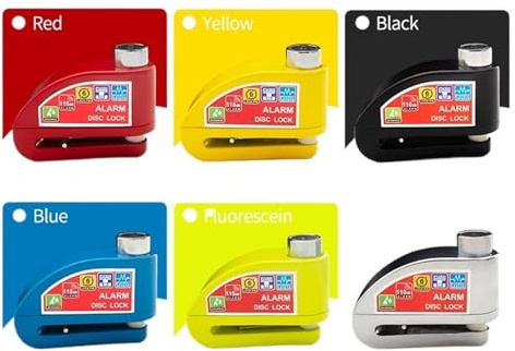 Alarma antirrobo para bicicleta para moto Protección de seguridad Candado Disco Recordatorio antirrobo de aleación de aluminio Bolsa con candado para cuerda Acceso moto (Yellow)