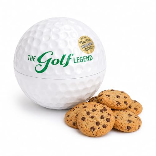 The Golf Legend Shortbread Tin 180g - Choc Chip Shortbread Biscuits in Golf Ball Tin - Funny Golf Gift for Dad, Fathers Day Gift for Dad, Novelty Biscuit Gifts for Golf Lovers