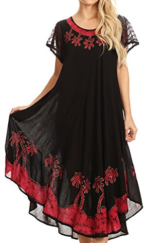 Sakkas Batik palm träd vingärmar kaftan klänning/täcka