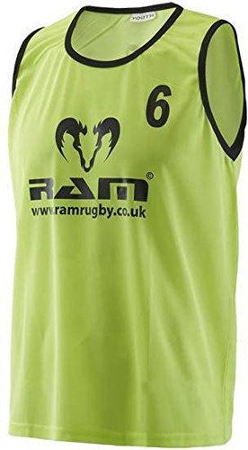 Ram Top Sport Nummerierte Leibchen, Trainingshemden, 15 Stück sehr Gute Qualität, Shirts mit Nummer (Senior, Gelb)