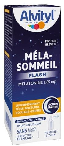 Alvityl - Méla-sommeil Flash - Spray sublingual action rapide - Réveil nocturne - 1,85mg mélatonine