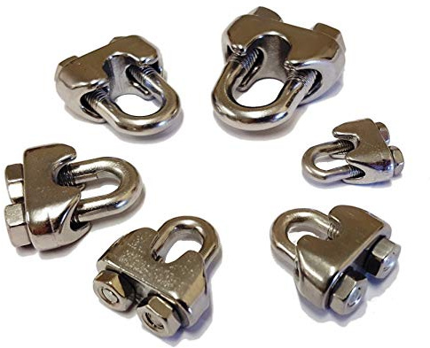 Morsetto fermacavo a U in acciaio inox 316 da 6 mm M6 per cavi di corda da 6 mm, confezione da 12