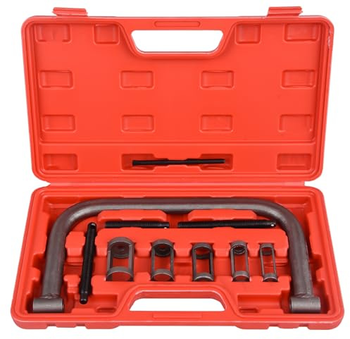 DHA 10PC Small Engine Valve Spring Compressor Removal Tool Kit for Car Van Motorcycle ATV, Removal Installer Tool For Valves, Intake Guides, Exhaust Guides, and Valve Springs