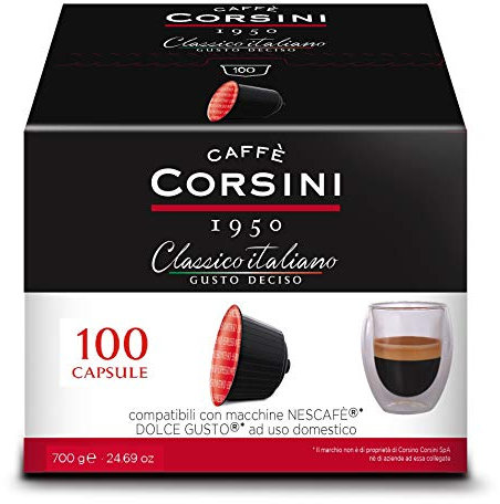 Caffè Corsini - Classico Italiano, Miscela di Caffè in Capsule Compatibili Nescafè DolceGusto, Gusto Forte e Deciso - Confezione da 100 capsule