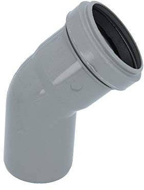 HT Rohr Bogen Grau Ø DN 50 mm 45 Grad | Abwasser Winkel Kunststoff Abflussrohr Kunststoffbogen PVC PP Doppelabzweig Verbindung Anschlussstück