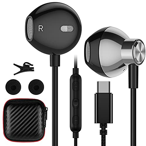 USB C-hörlurar typ C headset, HiFi stereohörlurar med kabel och mikrofon semi in ear hörlurar för i-Phone 15 Pro Max Samsung Galaxy A35 A55 A34 A54 A53 A33 S24 S23 FE S22 Ultra S21 Pixel 8 OnePlus 12