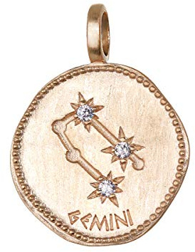 NKlaus Kettenanhänger Sternzeichen 750er Gelbgold Zirkonia Ø 16mm 1 Stück | 1,5mm stark; ca. 2g; Öse innen 2,4x3,8mm