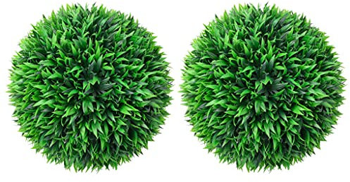 vidaXL 2X Buchsbaumkugel Künstlich Dekopflanze Buchskugel Kunstpflanze Buchsbaumkugeln Kunstbaum Zimmerpflanze Grünpflanze Deko 38cm