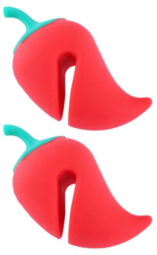 Hemoton Pot Boil Over Preventer 1 Set/ 2Pcs Silicone Lid Lifters Pepper Shape Pot Lid Holders Lid Pot for Pots and Saucepan Boil Over Stopper Spill- proof Steam Releaser (Red) Steam Releaser
