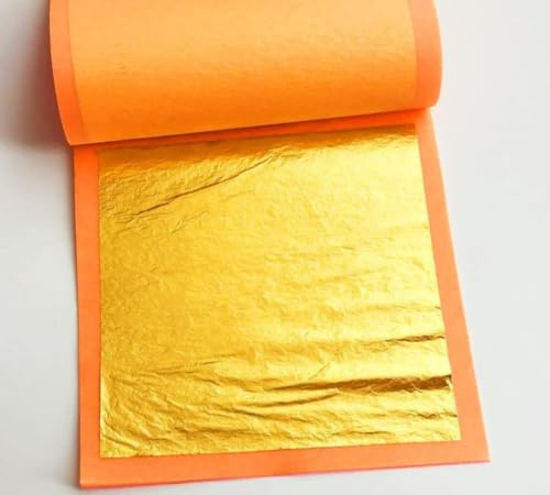 Sgls Blattgold 24k Gold Blätter (4cm X 4cm) 05 Blatt 100% für Kuchen Dekoration, Süßigkeiten, Ayurvedische Medizin, Puja, Spa, Lebensmittel, Kunst, Einrahmen, Vergoldung, Gesicht