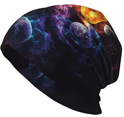 Süße Tier Fuchs Blume Unisex Erwachsene Mütze, Lose Weiche Strickmütze Beanie Mütze, Warme und Langlebige Mütze für kaltes Wetter.Cap, Schöne Galaxie, EinheitsgröÃŸe