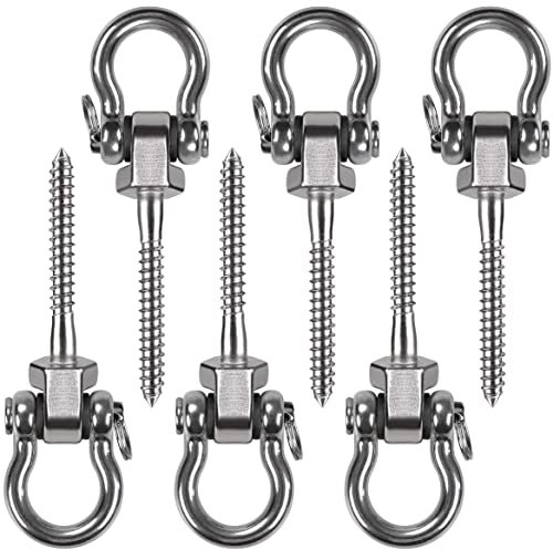 BeneLabel 6er Schaukelhaken, 130mm Hängematte Befestigung Holzbalken Schwerlast Hängesessel Aufhängung Betondecke Edelstahl Drehbar Yoga Boxsack Deckenhalterung ösenhaken zum Schrauben, Bis 816kg