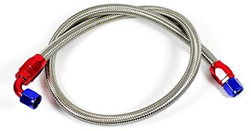 Öl Leitung Ölkühler 1m 100cm AN8 AN8 3/4 - 16 UNF gerade und AN8 3/4 - 16 UNF 90° abgewinkelt Fittings Anschluss Universal Edelstahl Flex Schlauch 1031080