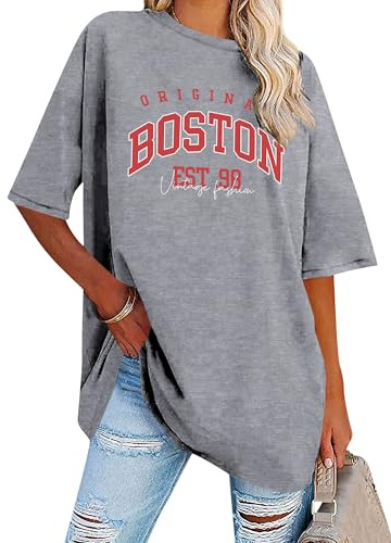 Dresswel Oversized T Shirt Damen Los Angeles California T-Shirt Kurzarm | Rundhals Vintage Sommer Oberteile Locker Lang Tee Shirts Tops für Frauen Teenager Mädchen