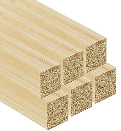 TWE Listelli Legno Massello Abete x 2 metri Piallati su Quattro Lati con Smusso su Spigoli Made in Italy Confezione da 6 pz (30x30) mm