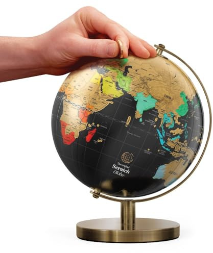 Luckies Of London | Globe à gratter | Carte du monde à gratter | Globes du monde pour adultes | Carte à gratter et carte de voyage | Gadgets de bureau pour homme et décoration de bureau | Cadeaux de