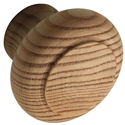 ALLES IM GRIFF Knauf für Schrank Hylas ø 40mm - robuster Möbelknopf aus Holz - Türknauf Tiefe 25mm, Kiefer roh