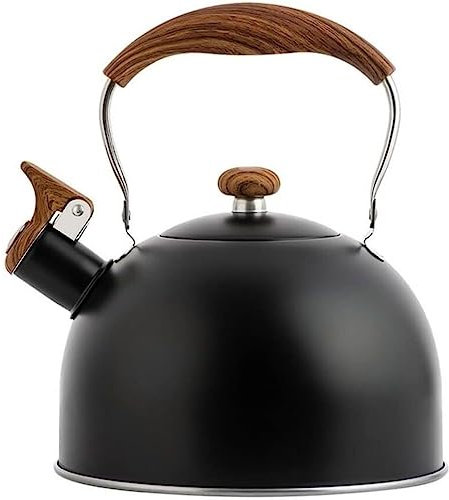 Pfeifkessel Wasserkessel Teekessel 2,5 L Pfeifende Teekessel-Teekanne Aus Edelstahl Für Kochen Von Tee, Kompatibel Mit Gasherden, Induktionsherden Flötenkessel Pfeifenkessel ( Color : Nero , Size : 2.