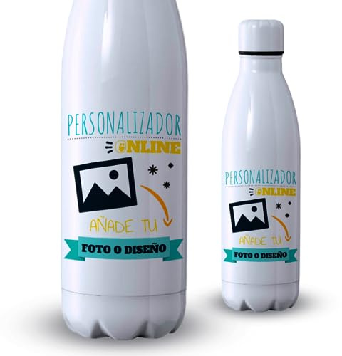 Botella personalizada con foto y texto 500ml | Botella de agua acero inoxidable térmica de doble capa | Libre de BPA y reutilizable | Bebidas frías 24h y calientes 12h
