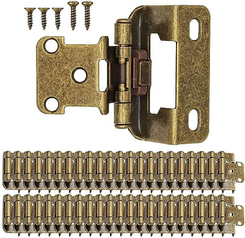 Küchenschrank-Scharniere, 1,27 cm (1,27 Zoll), antikes Messing, selbstschließend, für Küchenschranktüren, 50 Stück (25 Paar)