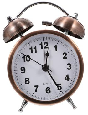 MAGICLULU 2 Pezzi Orologio Analogico Con Sveglia A Doppia Campana in Metallo Placcato Orologio Da Tavolo Elegante Per Casa E Ufficio Nessun Ticchettio