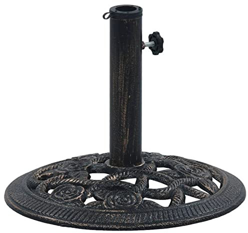 BaraSh Socle de Parasol Noir et Bronze 9 kg 40 cm Fonte,Pied De Parasol,Pied De Parasol Lourd,Pied De Parasol sur roulettes