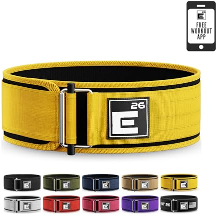 Self-Locking Weight Lifting Belt - Premium Weightlifting Belt for Serious Functional Fitness, Power Lifting, and Olympic Lifting Athletes - Training Belts for Men and Women (Medium, Yellow)