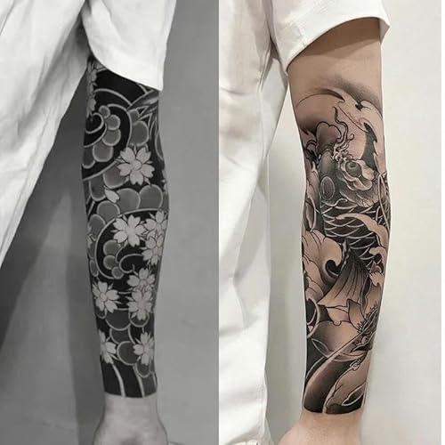 GoDdis 2 Pieces Of Koi Cherry Blossom Herbal Temporary Tattoo Fake Tattoo Stickers Waterproof Long-Lasting Men'S Juice Semi-Permanent Lasting For Two Weeks