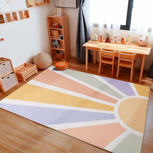Carpetsale24 Barnmatta Solmönster för pojkar och flickor Babyrumsmatta Barnrumsmatta Färgglad matta 160 x 230 cm