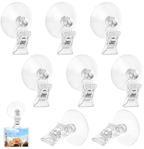 8 Stück Saugnapf Haken Clip Halter Set, Saugnäpfe Saugnapfhaken mit Clips | Saugnapf Klammer Transparent, Saugnapf Clip Halter, Saugnapf Haken, für Supermarkt, Zuhause Bad Fenster(4.5cm)