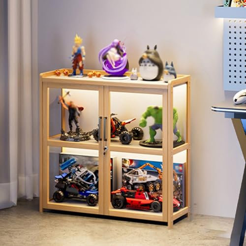 EFGETD Kuriositätenvitrine mit Doppeltüren aus Acryl, Vitrine Ecke mit Schloss für Sammlerstücke, Transparente Figurenvitrine(Weiß,3 Floor 80cm)