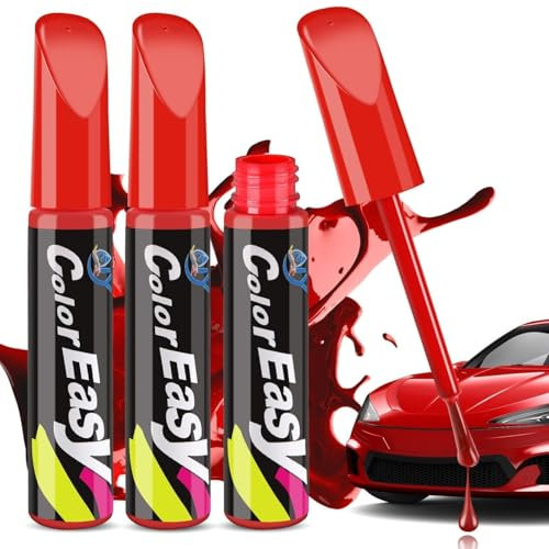 Penriter 3 Pièces Stylo Retouche Peinture Auto Carrosserie Rouge 36ml - Anti Rayure et Réparation de Voiture