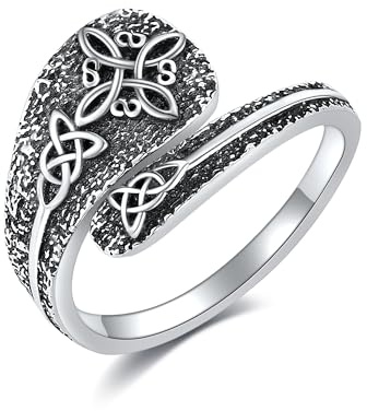DAYLINLOVE Witches Knot Ring 925 Sterling Silver Nudo De Bruja Celtic Knot Spoon Ring Irish Wiccan Withy Jewelry Gifts for Women