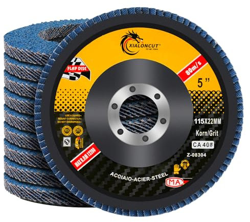 Flintronic Dischi Abrasivi a Lamelle 115MM, 10 Dischi Abrasivi a Lamella, Grana 40, ø 115 mm x 22 mm, per Rimuovere Sbavature, Ruggine, Lucidatura, Finitura, per Smerigliatrice Angolare