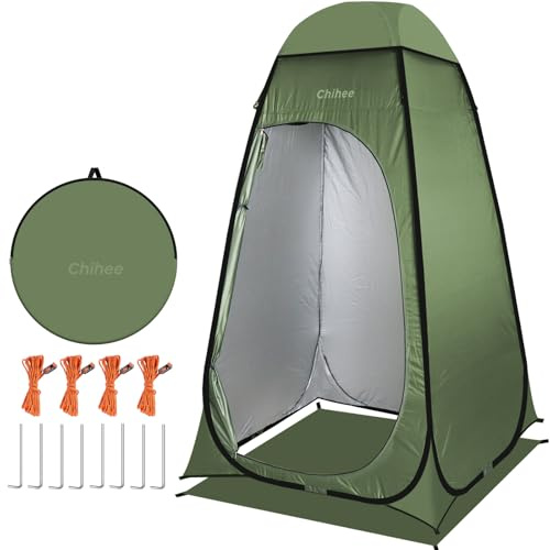 Chihee Wurfzelte Unterschlupf im Freien Pop-up Camping-Badezimmer-Zelt Umkleidezelt 1-Raum-Sofort-Camp-Toilette Stall-Dusch-Zelt Umkleidekabine Zusammenklappbar mit Abdeckung Boden (Armeegrün)