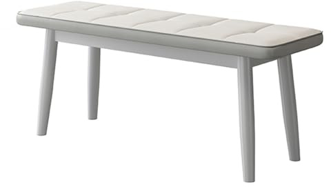 Farmhouse Gepolsterte Essbank aus Holz mit Eingangsbereich, Schuhregal, moderne Bettbank für Wohnzimmer und Esszimmer, Weiß, 140 cm