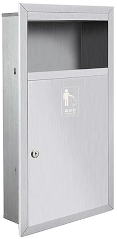 YHdtUO Wall-Mount Storage Bin Built-in Trash Can, Stainless Steel Recessed Trash Bins, Commercial Trash Cans Kitchen Restaurant Waste Receptacle, Large Capacity Disposal Bin