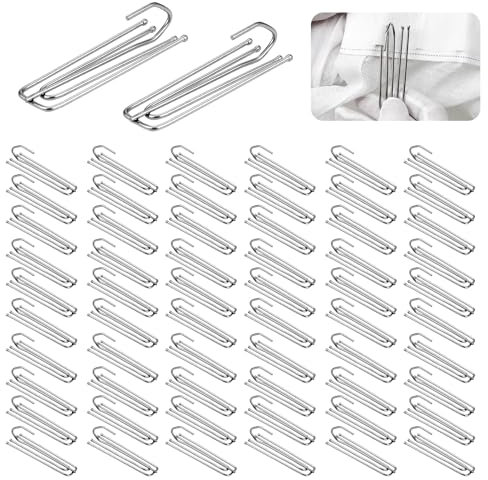 60 Stück Gardinenhaken Metall,mit 4 Zinken Pinch Vorhang Haken Edelstahl,für IKEA Vorhang Haken,Gardinenhaken Edelstahl,für Gardinen und Vorhangringe Schienen